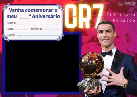 Convite de Aniversário Cristiano Ronaldo Montar Foto Grátis Imagem Legal