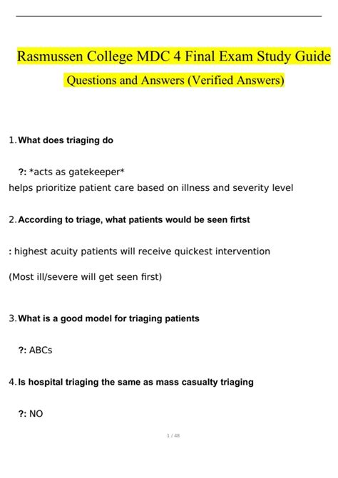 Rasmussen College Mdc Final Exam Study Guide Questions And Answers