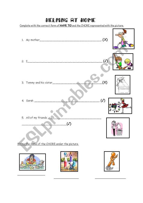 English Worksheets Household Chores Have To Obligation