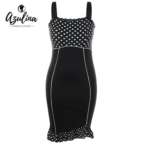 Buy Azulina Plus Size Polka Dot Ruffle Bodycon Dress