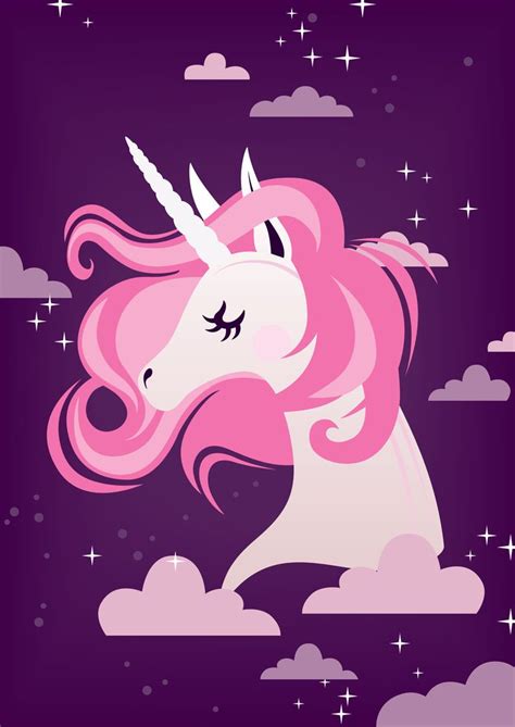 An Illustration Of A Pink Unicorn In The Sky