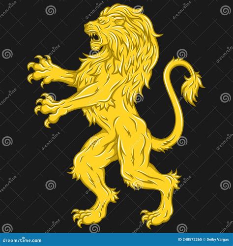 Rampant Lion Heraldic Design Cartoon Vector Cartoondealer