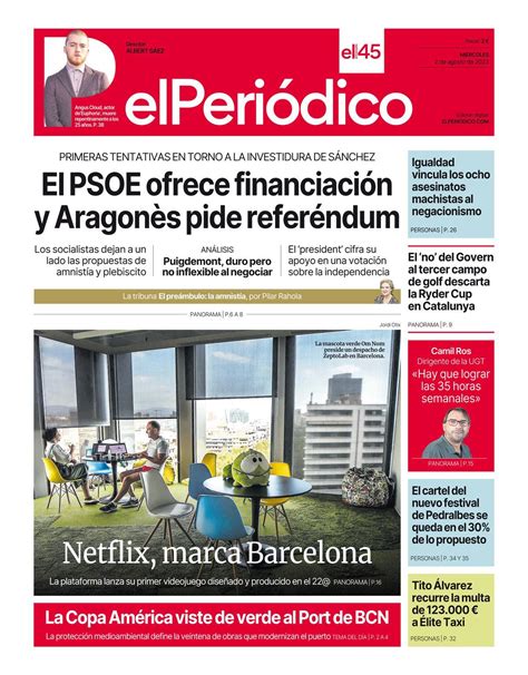 La portada de EL PERIÓDICO del 2 de agosto de 2023