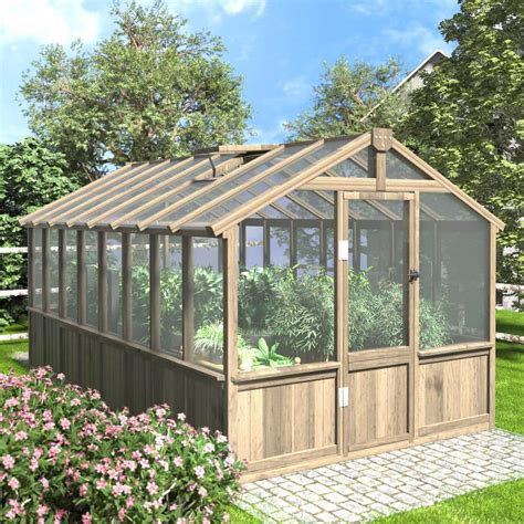 Veikous 8 Ft W X 16 Ft D X 8 Ft H Wood Brown Garden Plant Greenhouse