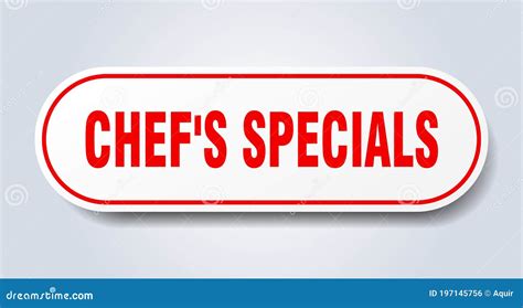 Chef S Specials Sign Rounded Isolated Button White Sticker Stock