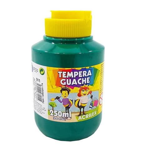 Tinta Guache Escolar Verde Bandeira 250ml Acrilex Tinta Guache