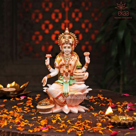 Lakshmi Goddess Home Statue, 18CM Culture Marble Sitting Laxmi Idol for ...