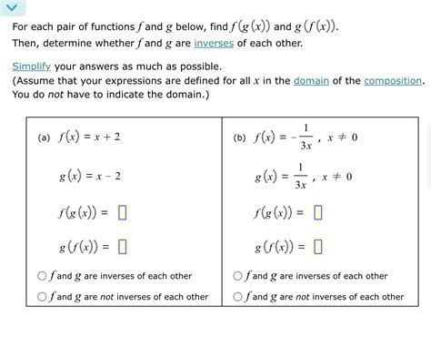 Solved For Each Pair Of Functions F And G Below Find Chegg