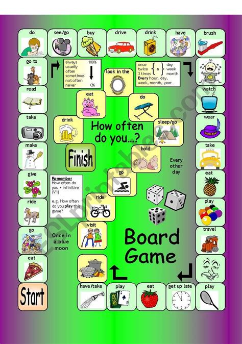 Board Game How Often Do You Frequency Adverbs And Expressions Esl Worksheet By Philipr