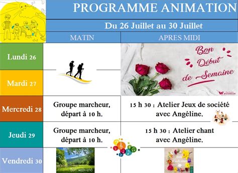 Animations De La Semaine Du 26 Au 30 Juillet EHPAD Fondation Grimaud