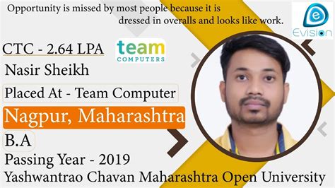 Congrats, Nasir Sheikh | Selected in Team Computers | 2.64 LPA | B.A ...