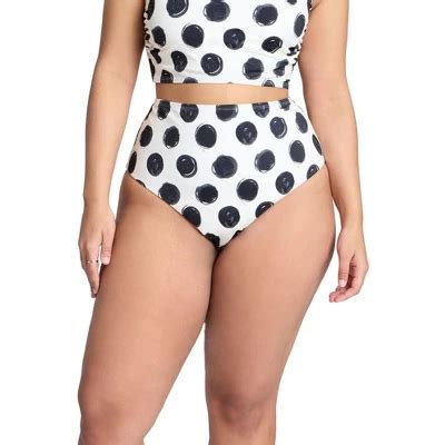 ELOQUII Women S Plus Size High Waisted Bikini Bottom 22 Black White Dot Target