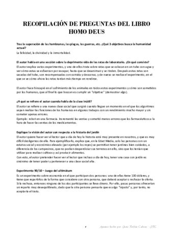 Recopilacion De Preguntas Resueltas Examen Homo Deus Pdf