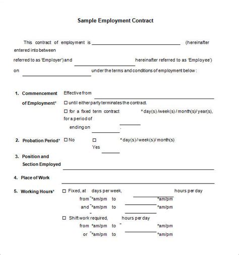 Employment Contract Templates | 13+ Free Word, Excel & PDF Formats, Samples, Examples, Legal ...