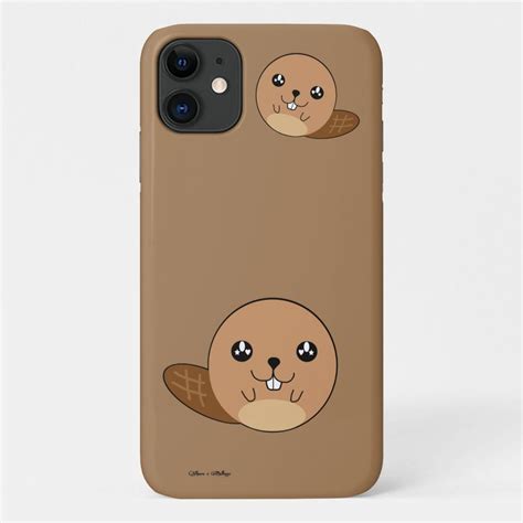 Cute Kawaii Beaver Animal Brown Apple iPhone case | Zazzle