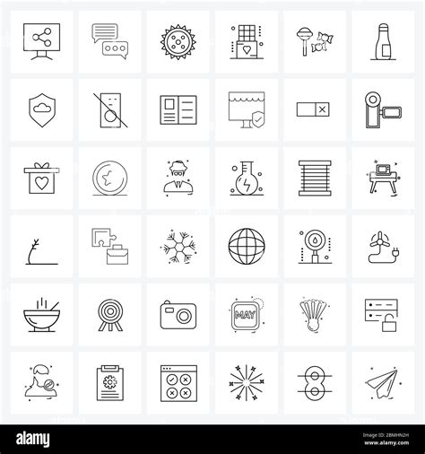 Symboles isolés ensemble de 36 icônes simples de ligne de bonbons