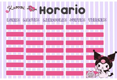 Horario De Kuromi Horario De Escuela Etiquetas De Material Escolar