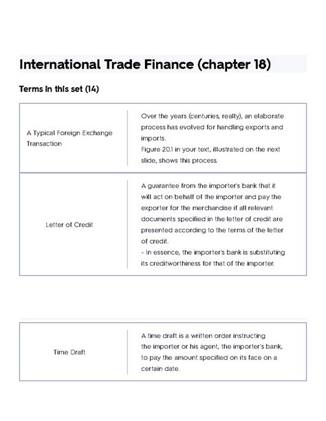 International Trade Finance Chapter Flashcards Quizlet