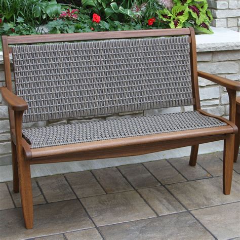 Galena Gray All Weather Wicker And Wood Outdoor Bench World Market