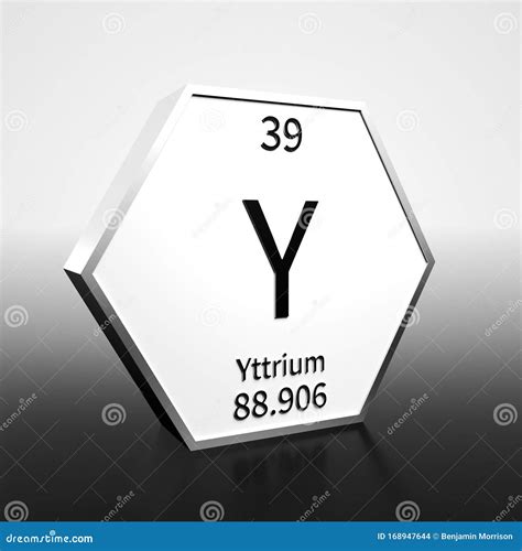 Periodic Table Element Yttrium Rendered Black on White on White and ...