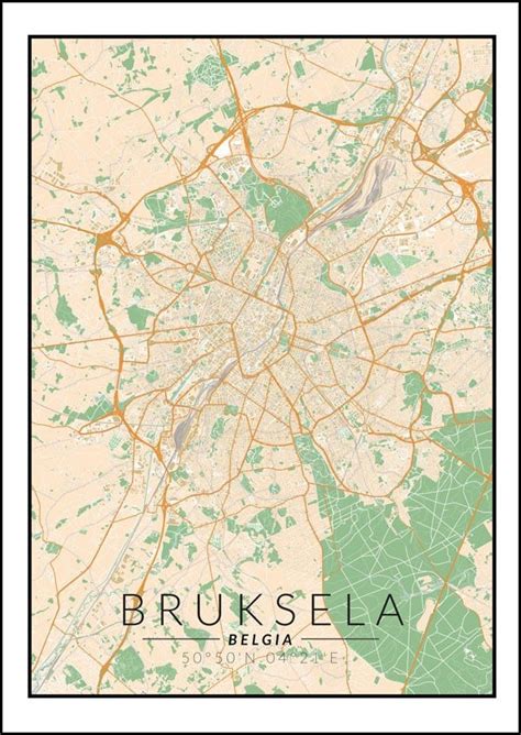 Galeria Plakatu Plakat Bruksela Mapa Kolorowa 30x40 Cm Galeria