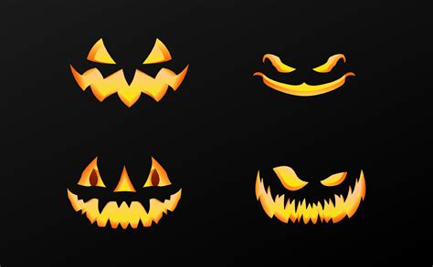 Halloween scary different type faces set of VECTOR. 13351608 Vector Art at Vecteezy