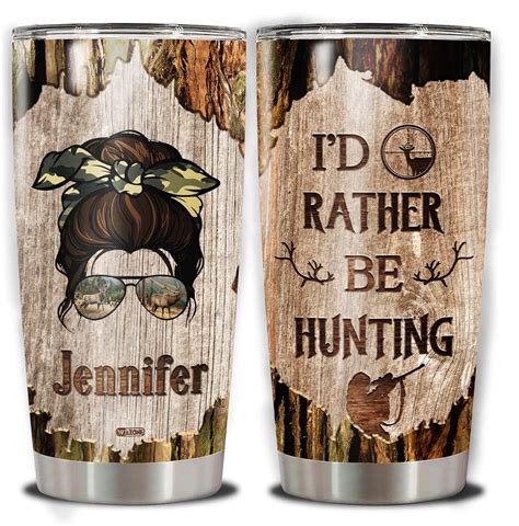 Amazon WAZONE Personalized I D Rather Be Hunting Tumbler