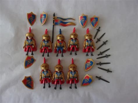 Lot De Playmobil Chevaliers Du Lion Royal Bleu Rouge Et Or