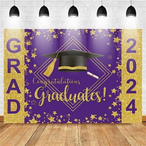 2024 Graduation Backdrops Purple Class Of 2024 Graduation Prom Party