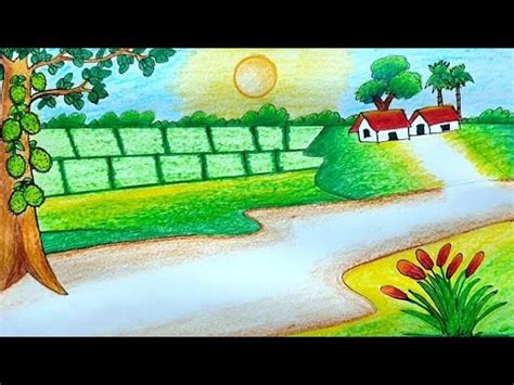 How To Draw Scenery Of Summer Season Step By Step Summer Season