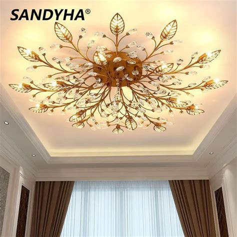 SANDYHA moderne nordique lustres de plafond lumière LED cristal salon