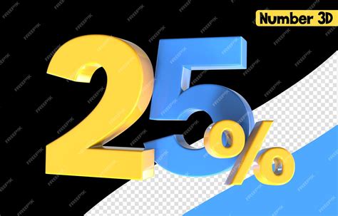 Premium Psd 25 Number Yallow With Blue 3d Render