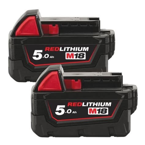 Milwaukee M18B5 18v 5 0Ah Li Ion Battery Twin Pack Power Tools From