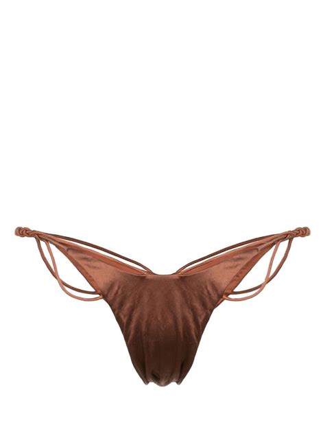 Isa Boulder Knot Detail Satin Bikini Bottoms Farfetch