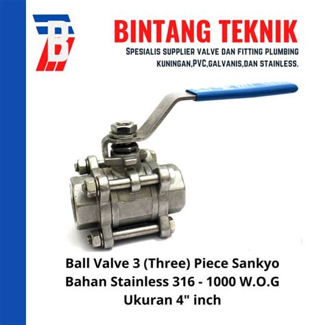 Jual Ball Valve Three Piece Inch Stainless Sankyo Di Lapak