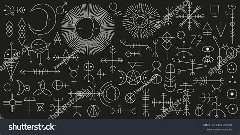 Large Set Various Magical Symbols Signs Stock Vector (Royalty Free ...