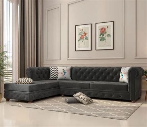 Seater Velvet Corner L Shape Sofa Set With Lounger At Rs Set