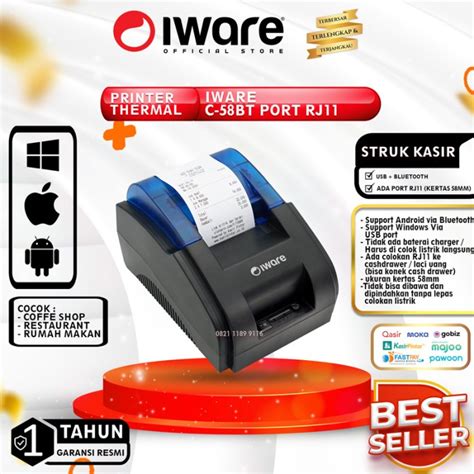 Promo Iware Printer Thermal Kasir Iware C Bt C Bt Mm Bluetooth