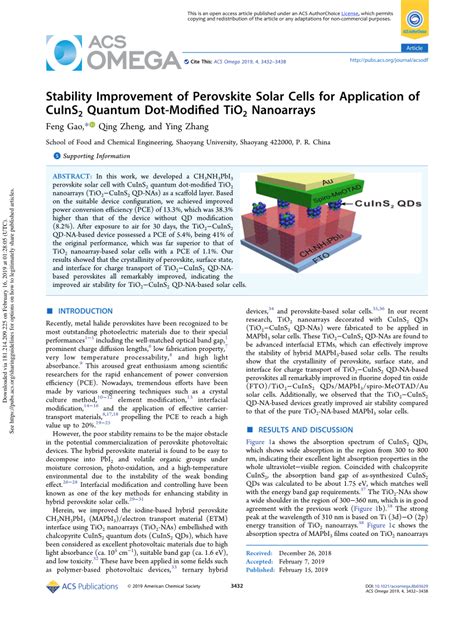 Pdf Stability Improvement Of Perovskite Solar Cells For Application