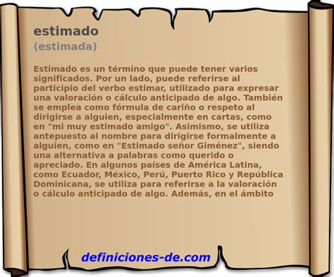 O Que Significa A Palavra Estimado - Significado de «estimado (estimada)»