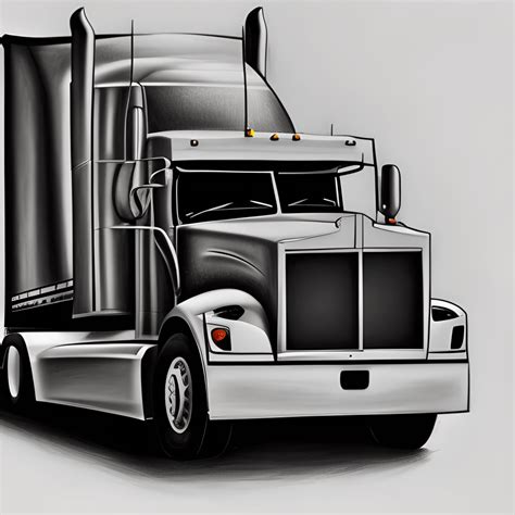 Digital Graphic Realistic Drawing Image of a Semi Truck · Creative Fabrica