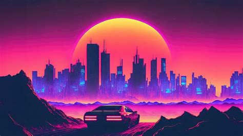 Futuristic city Wallpaper 4K, Outrun, Neon art, Cyberpunk