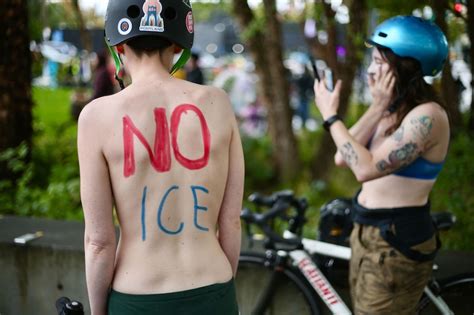 Portland Cyclists Strip Down In Pouring Rain To Protest Ice Facility