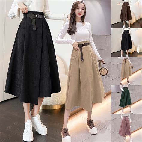 Jual KARAKOREA 7705 Maxi Skirt Belt Rok Panjang Rok Kerja Korean Maxi