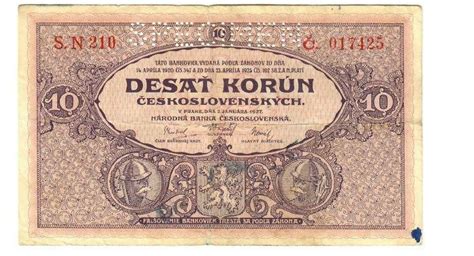 10 KČ BANKOVKA SPECIMEN 1927 SÉRIE S N 210 Aukro