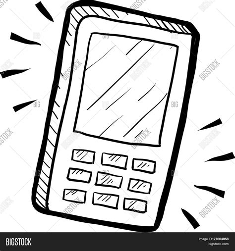 Mobile Phone Drawing Vector & Photo | Bigstock