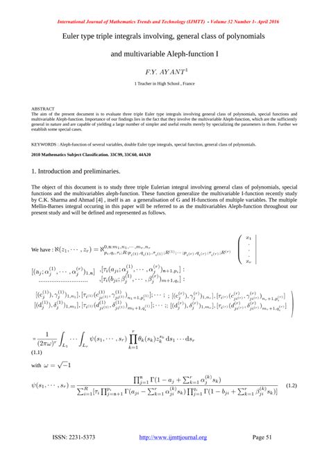 PDF Euler Type Triple Integrals Involving General Class Of