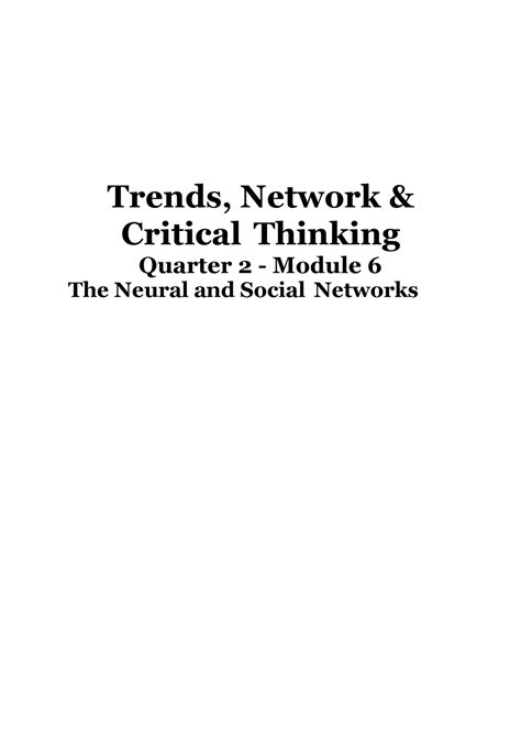 Trends Network And Critical Thinking Quarter 6 Module 2 Trends