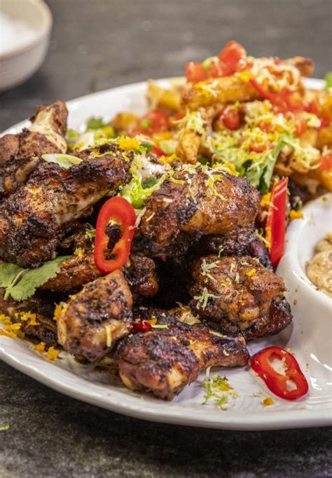 Easy Jerk Chicken Wings Dutty Loaded Fries Ainsley Harriott