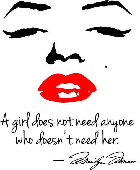 Marilyn Monroe Red Lips Wall Decal A Girl Does Not Need Anyone Etsy